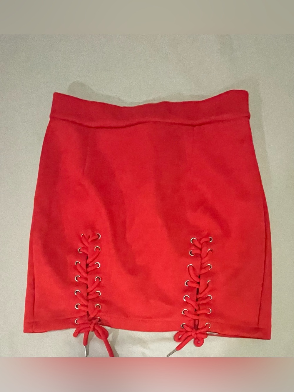 Red Lace-Up Mini Skirt - Women
